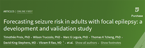 柳叶刀快递|癫痫产生也能够像气象预报一样提前几天预测了！